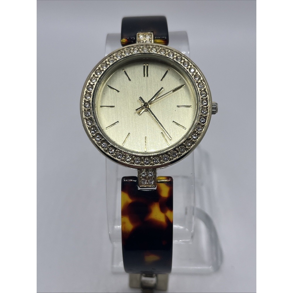 Charter Club Women's Gold-Tone & Tortoiseshell Bracelet Watch- New Battery